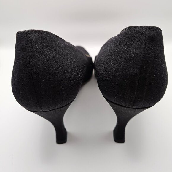 Bruno Magli Black Satin Mid-Heel Pumps – Size 9 AA – Made in Italy - Picture 2 of 10